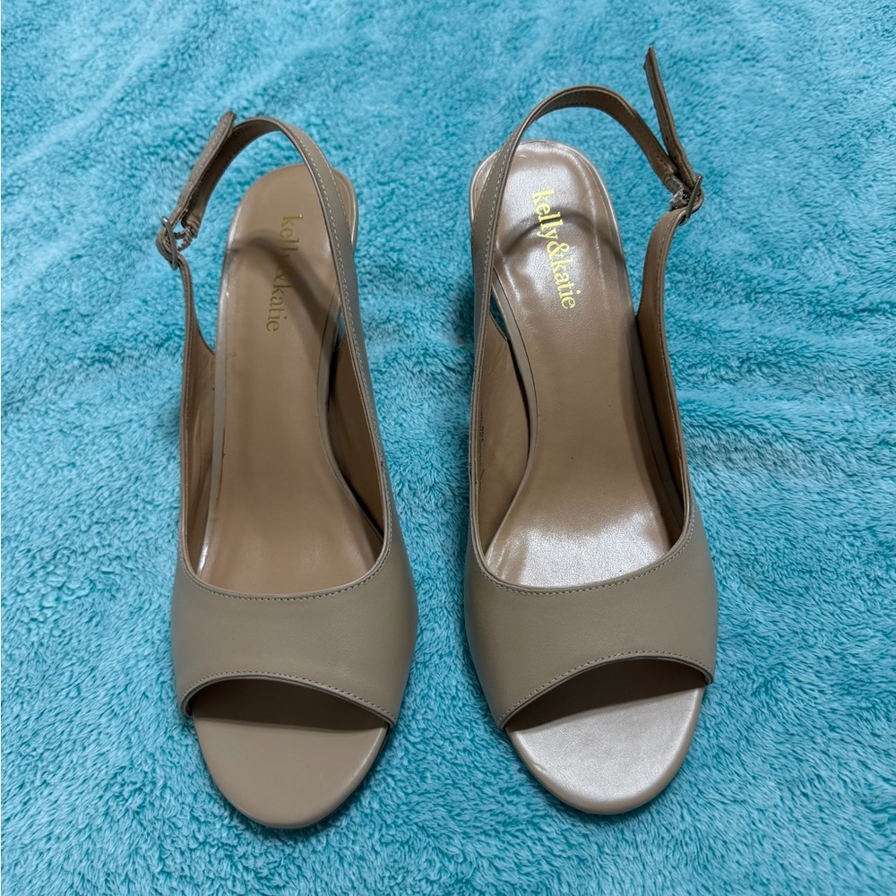 Size 9.5 Kelly & Katie Beige Open-Toe Heels